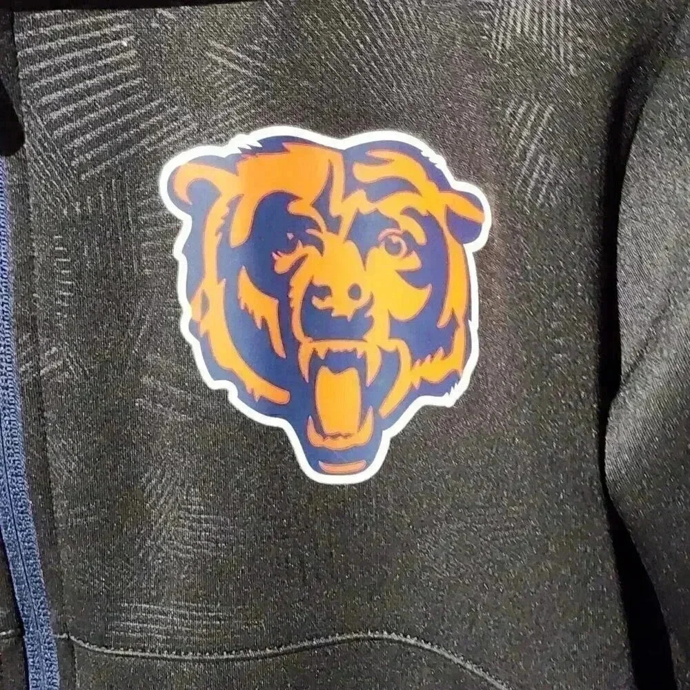 Mens Chicago Bears Size Small Zip-up Hoodie Sweatshirt Orange Black NFL - Picture 2 of 7